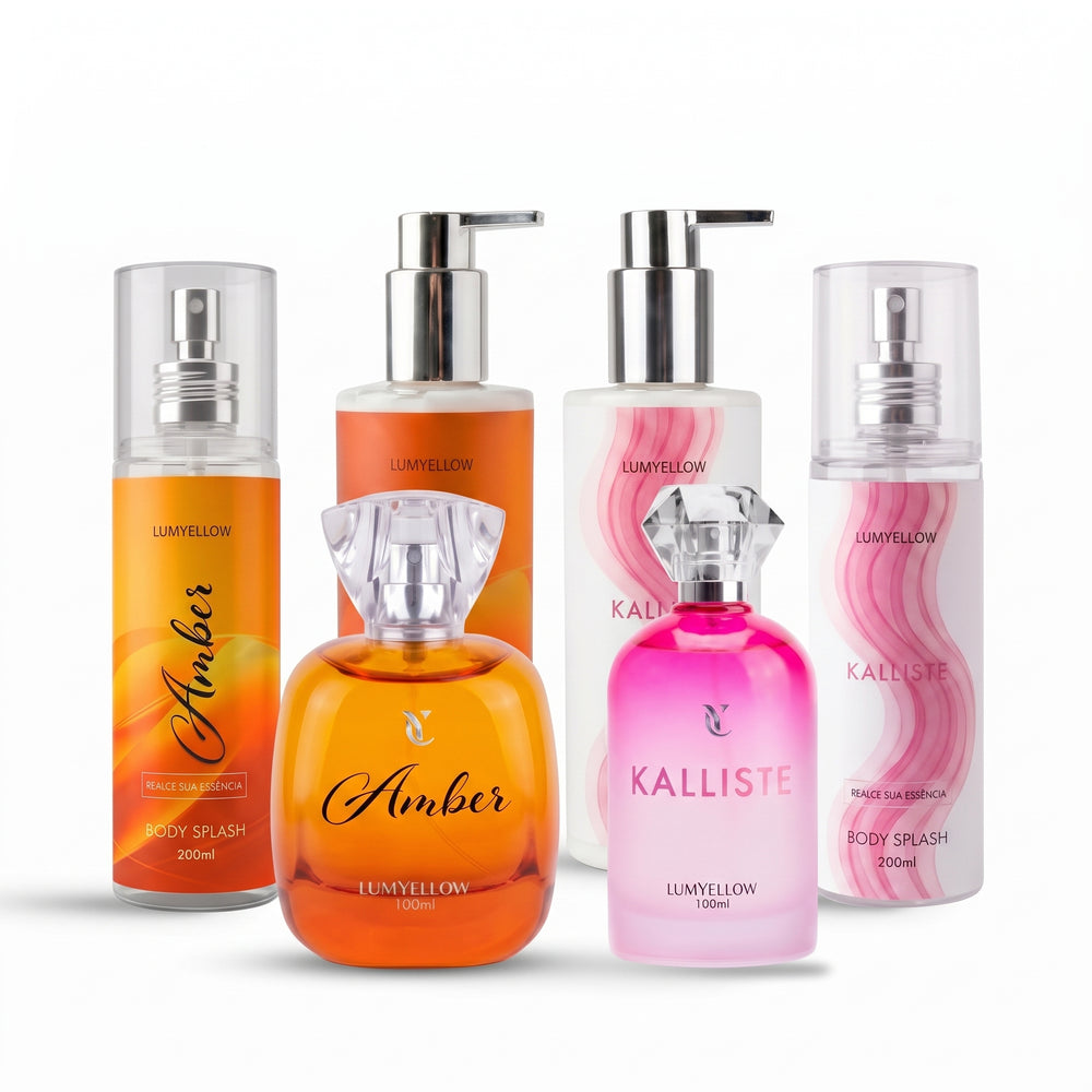 Kit Perfume, Body Splash e Creme Hidratante Kalliste + Amber