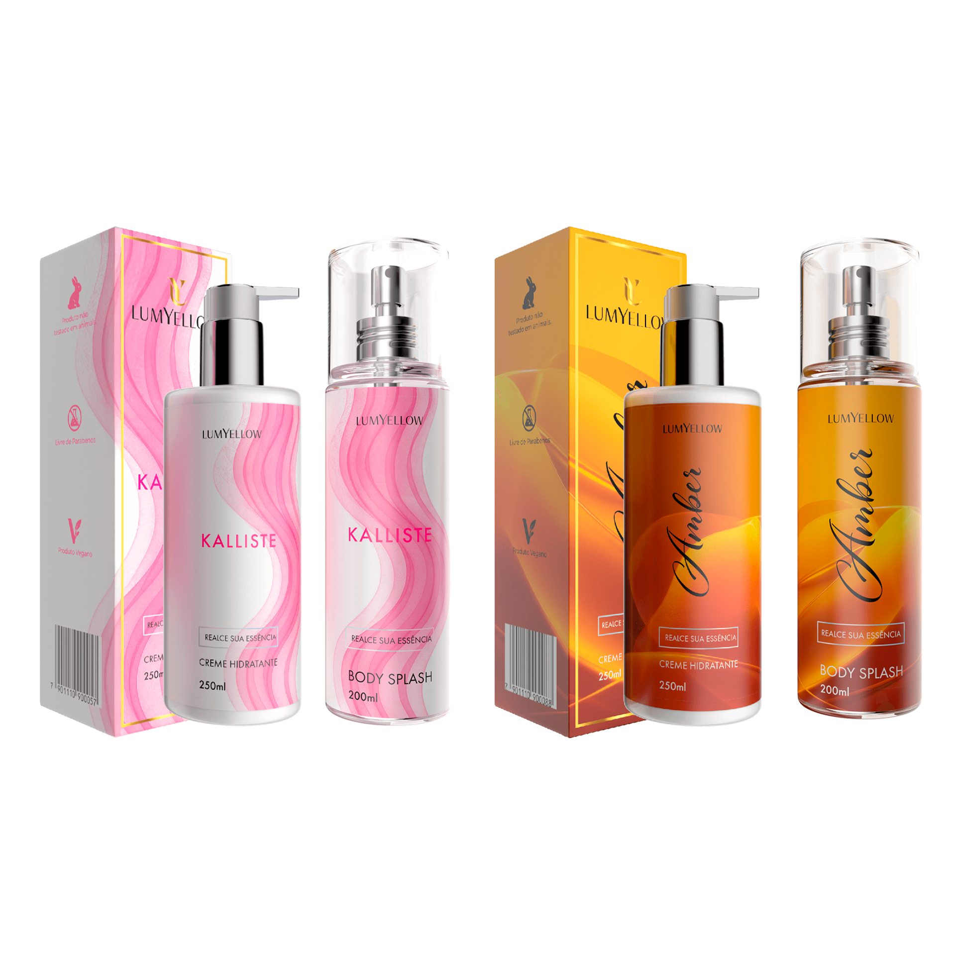 Kit Body Splash e Creme Hidratante Kalliste + Amber